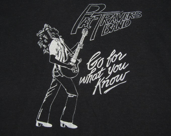 S/M * thin vtg 70s 1979 Pat Travers Band go for what you know t shirt * small medium tour * 5.143