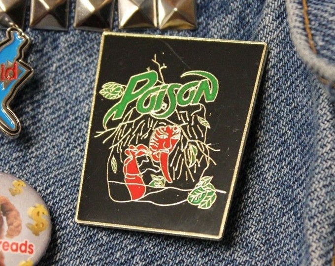 Lot of 10 * NOS vtg 80s 1988 licensed POISON enamel pin * for shirt jacket hat glam metal