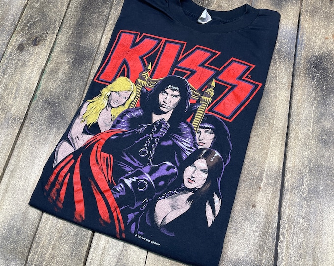 M * vintage 80s 1987 KISS Gene Simmons t shirt * concert tour band * 5.161