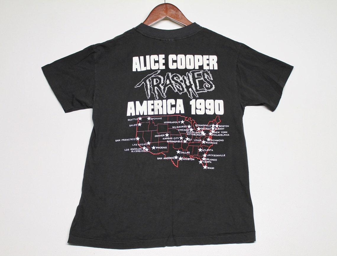 S/M Vtg 1989/1990 Alice Cooper Trash Tour T Shirt Small