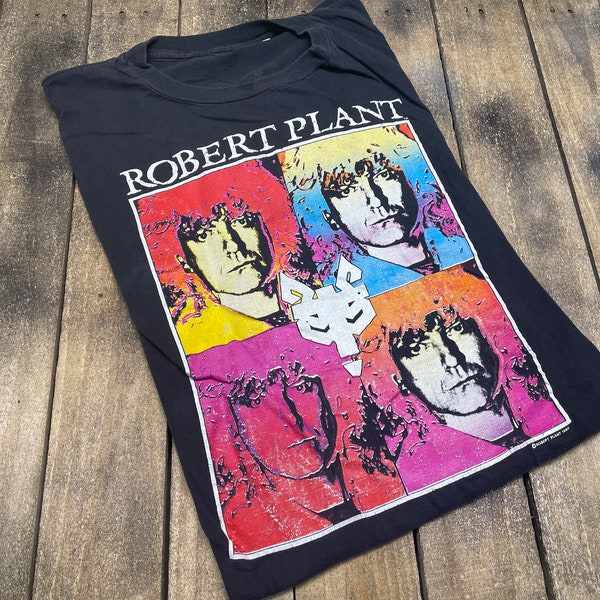 L vintage 1990 Robert Plant manic nirvana tour t shirt * led zeppelin 6.210