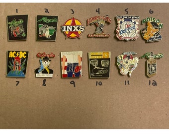 Pick 3 vintage 80s pin lot * poison led zeppelin inxs ac/dc dokken bruce springsteen t shirt public enemy