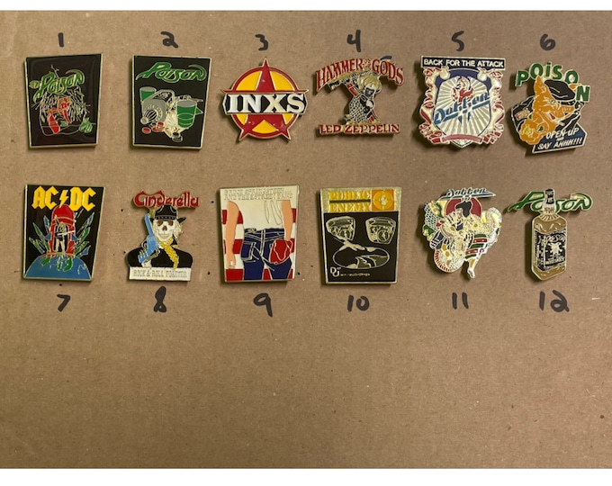 Pick 3 vintage 80s pin lot * poison led zeppelin inxs ac/dc dokken bruce springsteen t shirt public enemy