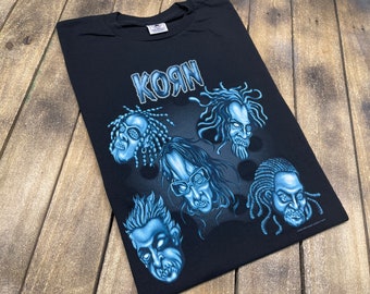 L * vintage 2002 KORN t shirt * untouchables nu metal mall goth tour band