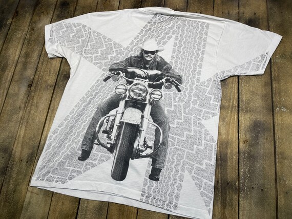 XL * vintage 90s Alan Jackson all over print moto… - image 2