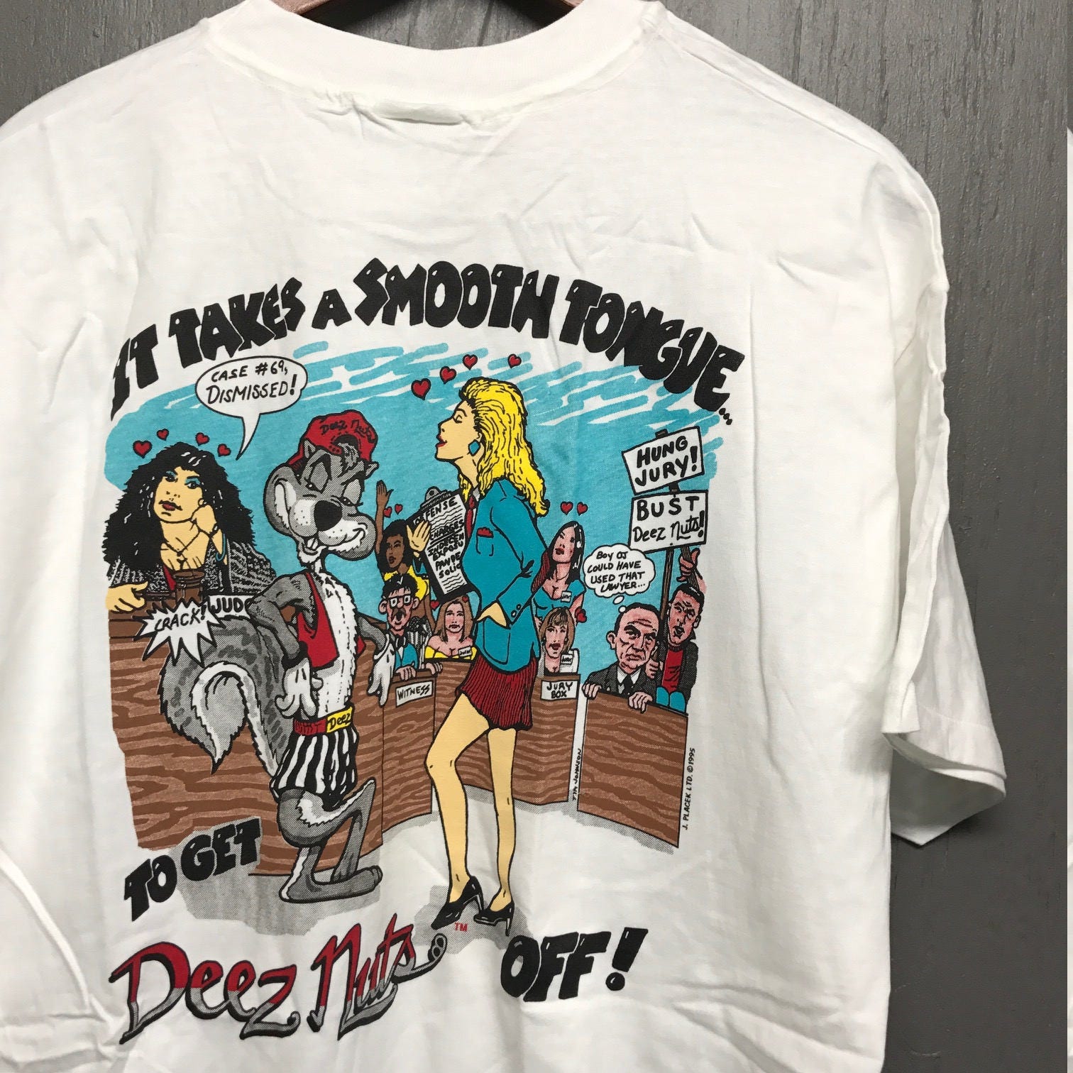 XL NOS vintage 90s 1995 Deez Nuts lawyer court t shirt * comic rap big johnson OJ XL NOS vintage 90s 1995 Deez Nuts lawyer court t shirt * comic rap big johnson OJ