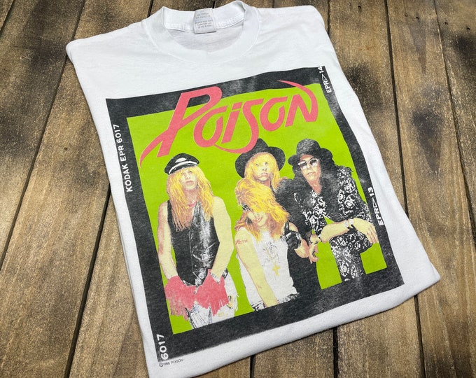 M/L * vintage 80s 1988 Poison open up and say ah t shirt * medium large tour glam hair metal band * 75.160