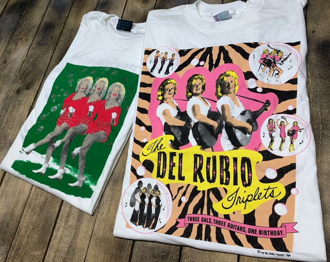 XL * deadstock vtg 90s Del Rubio Triplets t shirt lot * pee wee herman the cramps movie tour