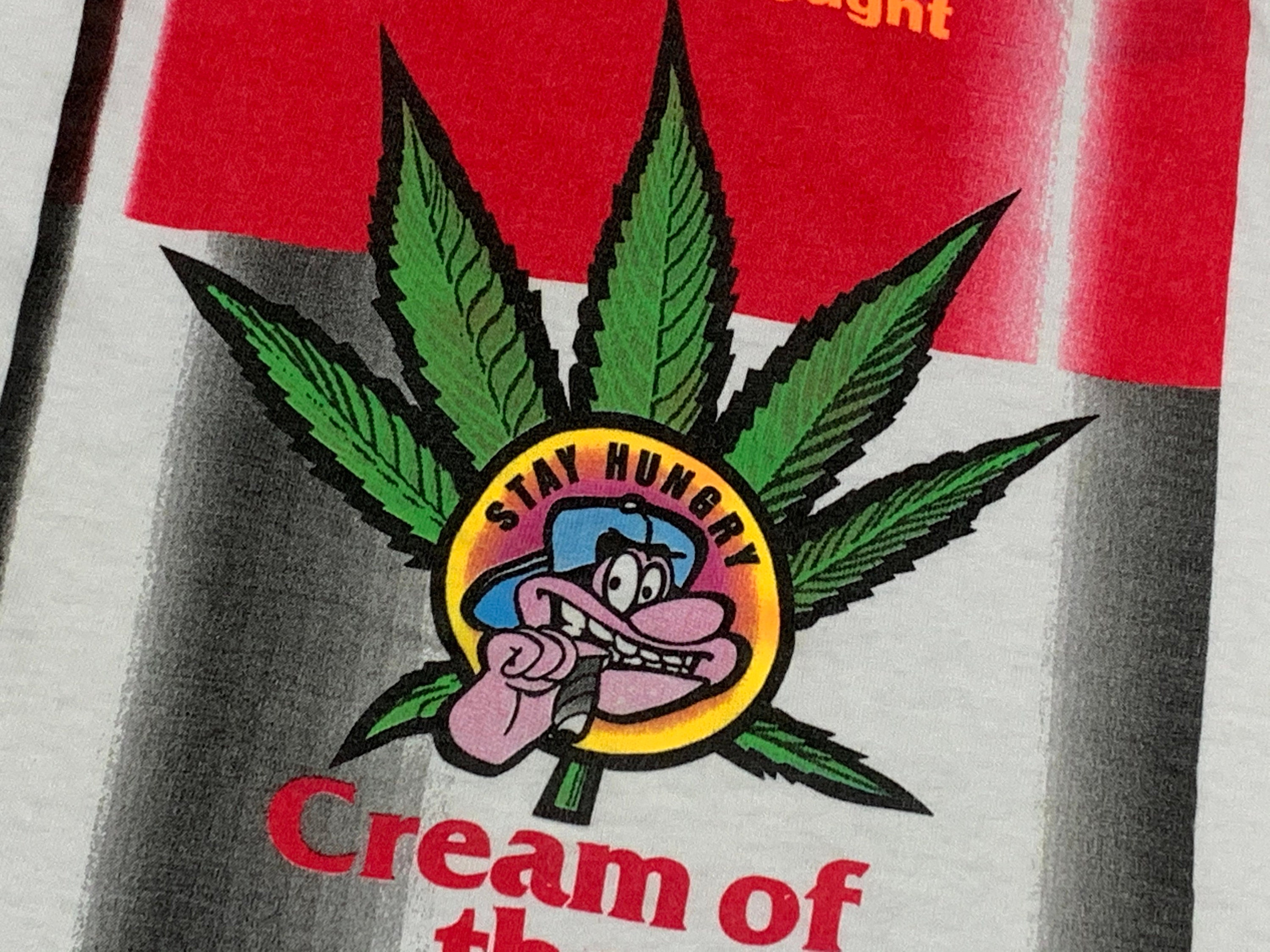 Space mtv風 90s marijuana T shirt Alien Stoner Gangsta Smoking 