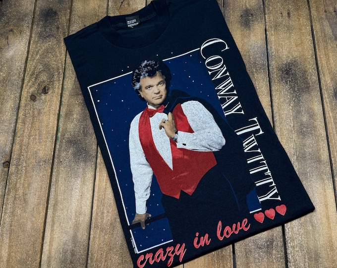 M * vintage 1990 Conway Twitty crazy in love t shirt * classic country tour music 90s