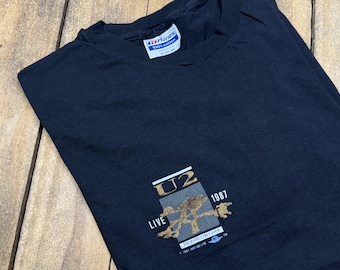 L vintage 1987 U2 Madison Square Garden the joshua tree tour t shirt * 80s concert band tee NYC new york