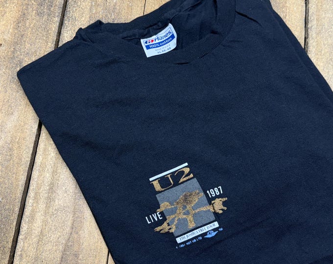 L vintage 1987 U2 Madison Square Garden the joshua tree tour t shirt * 80s concert band tee NYC new york