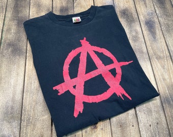XL * vintage Anarchy t shirt late 90s early y2k * punk goth tour * 3.219