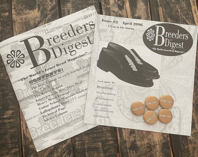 Vintage 1995 THE BREEDERS zine and pin lot * band fan club for t shirt 90s button pixies tour breeders digest