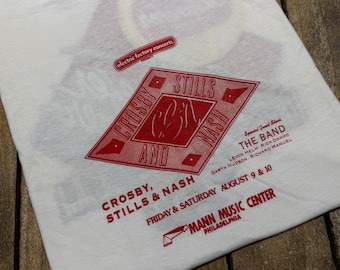 S vintage 1985 Crosby Stills and Nash & The Band philadelphia concert t shirt Mann Music Center Electric Factory