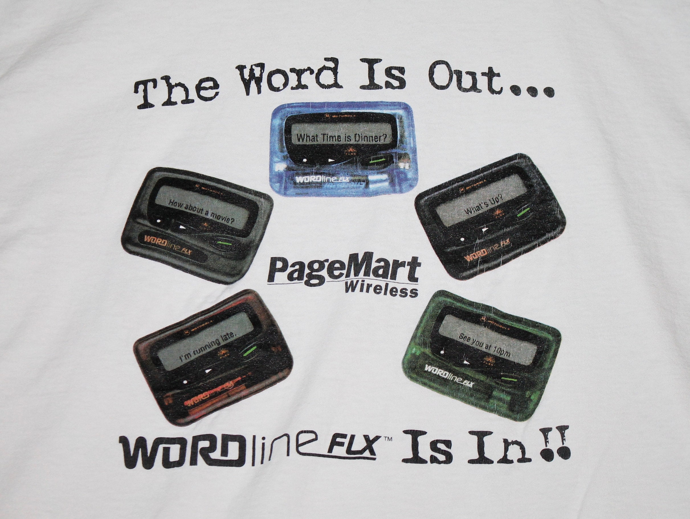 XL * vtg 90s MOTOROLA PAGERS t shirt * rap beeper pager cell phone * 101.22