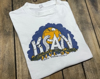 L * vintage 70s KSAN Jive 95 San Francisco radio station t shirt * 46.181 movie concert tour dj psych rock 60s