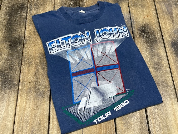 S * vintage 1980 Elton John tour t shirt * concert 80s * 62.185 