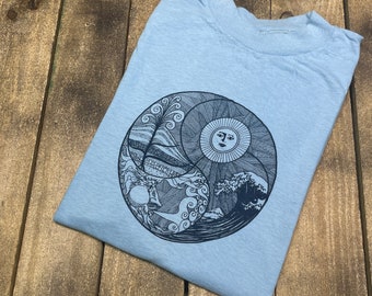 M * deadstock vintage 70s renewable ENERGY t shirt * yin yang TRW elements boho hippie * 69.159