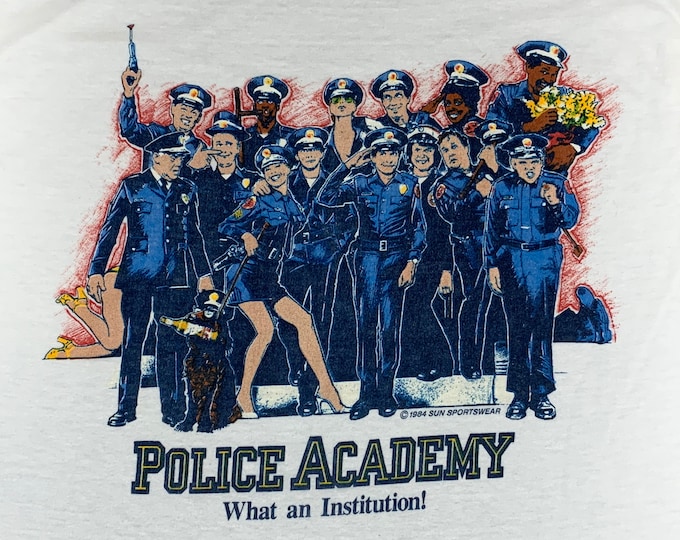 S/M * vtg 80s 1984 Police Academy movie promo t shirt * small medium * 70.141