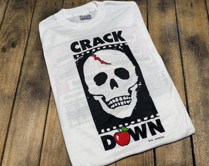 M/L vintage 1986 concert against Crack Cocaine t shirt * bill graham tour band tee drugs * medium large