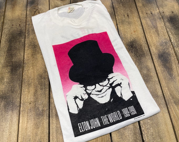 L * thin vintage 80s 1989 Elton John tour t shirt * concert * 51.161