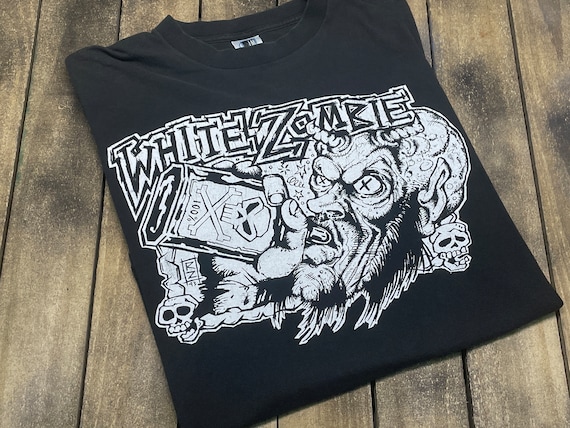 【レアプリ】WHITE ZOMBIE ビンテージTシャツ XL 1992 White Zombie Get Up and Kill Band Shirt Vintage 90s Tee