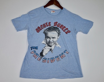 S * vintage 70s 1972 Archie Bunker For President t shirt * all in the family tv show * 16.112