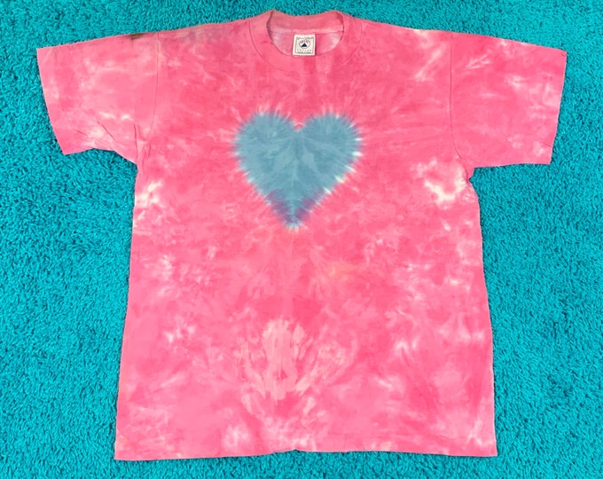 M * vintage 90s tie dye Heart single stitch t shirt * 76.132