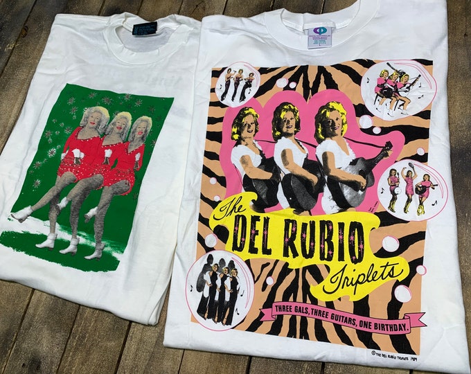 L * deadstock vtg 90s Del Rubio Triplets t shirt lot * pee wee herman the cramps movie tour