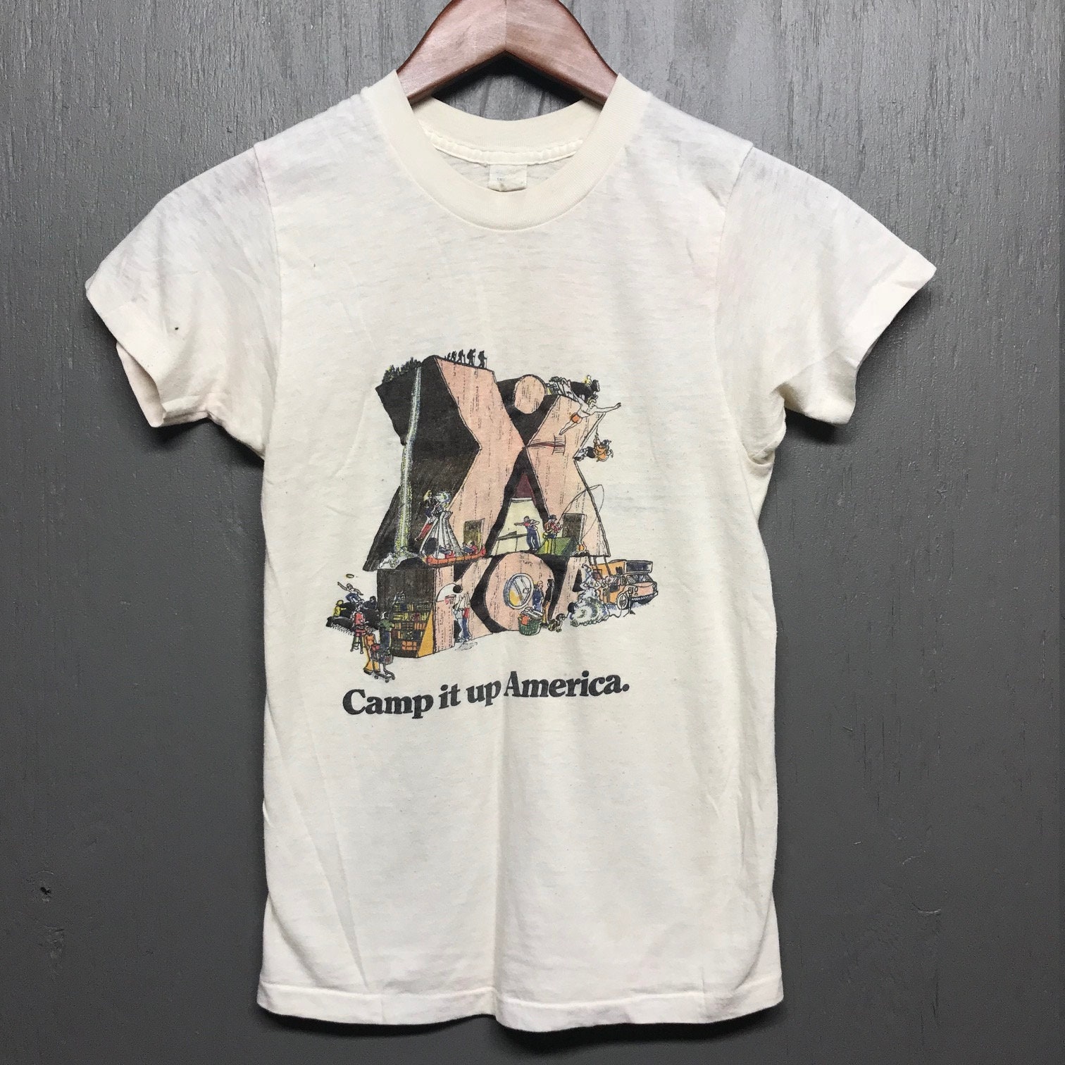 2XS thin vtg 70s Knoxville Tennessee KOA Camp t shirt