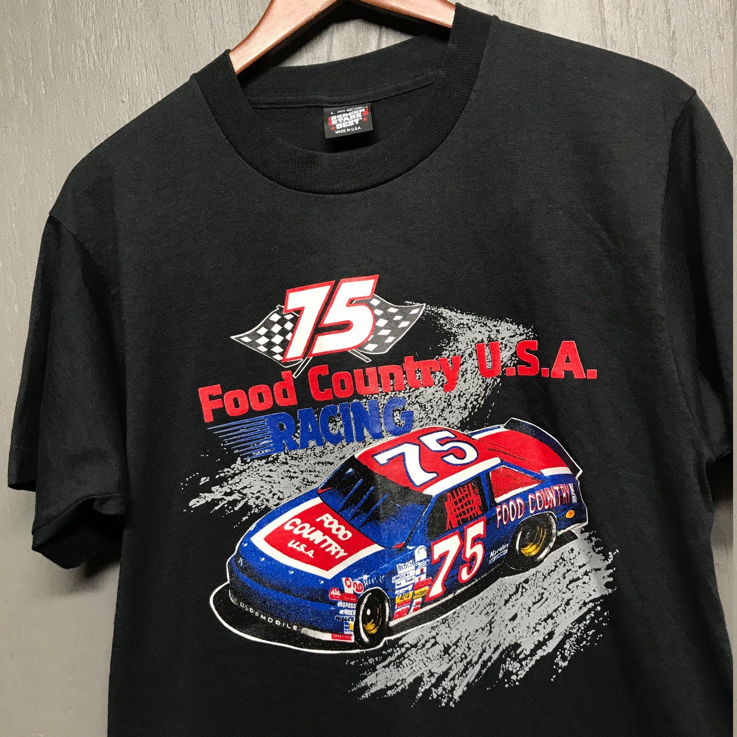 M vtg 90s Food Country USA nascar racing t shirt