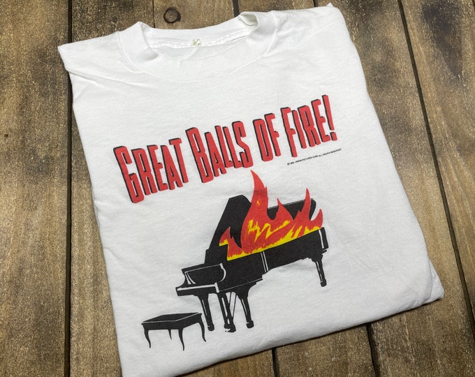 S/M * vtg 80s 1989 Jerry Lee Lewis movie Great Balls Of Fire t shirt * small medium 13.179