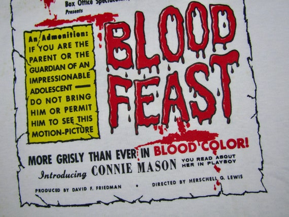 XL * NOS vtg 90s Blood Feast movie t shirt * cult… - image 3