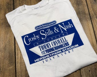 L vintage 1987 Crosby Stills and Nash Hershey Park concert t shirt Tommy Conwell Electric Factory tour