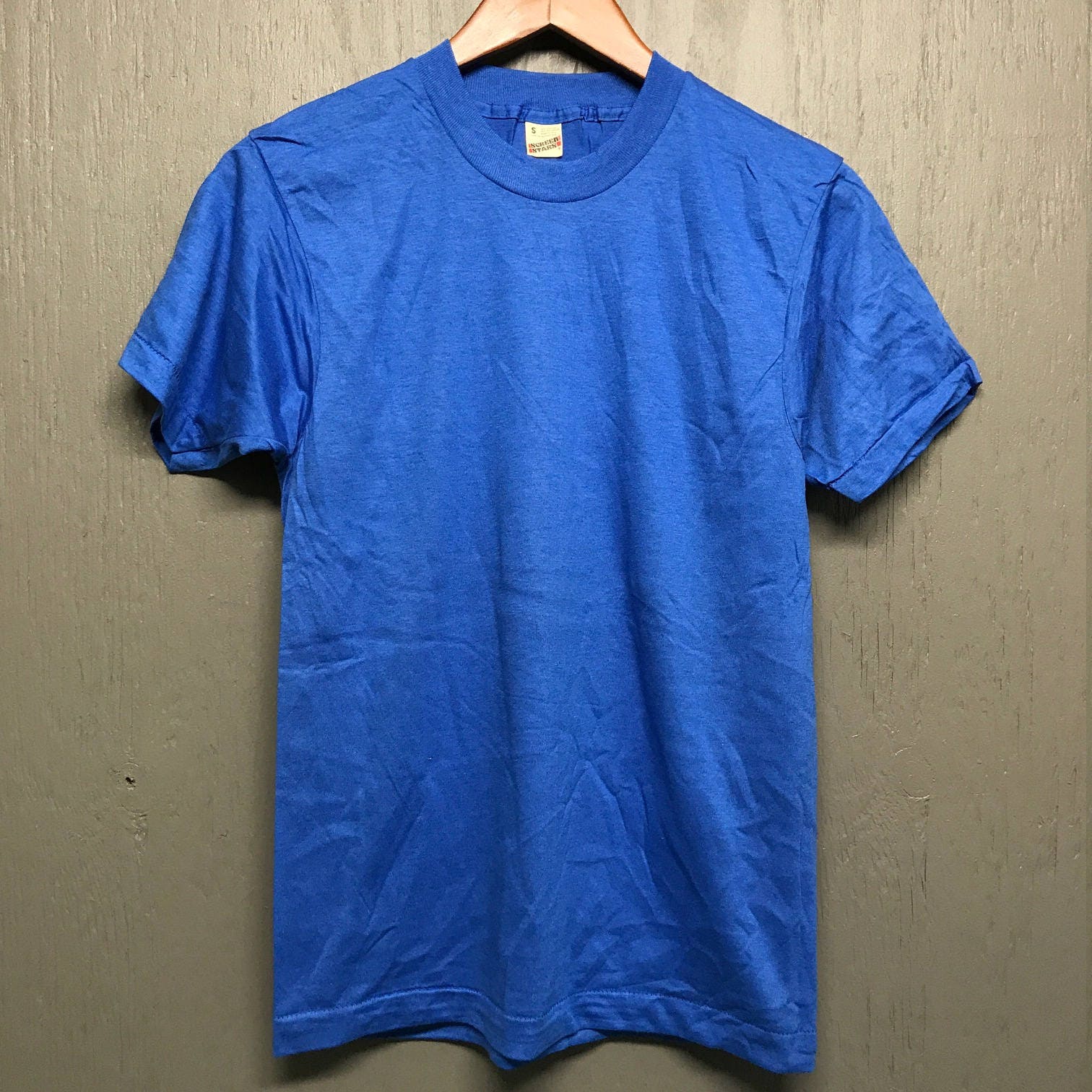 S NOS vintage 80s royal blue Blank screen stars t shirt