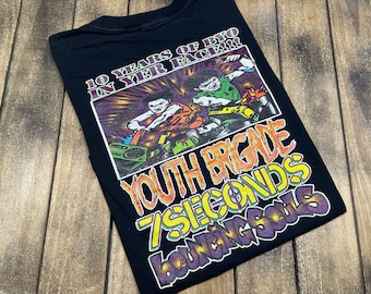 BYO Records Youth Brigade 7 Seconds Bouncing Souls XL vintage 90s punk t shirt * tour 77.146