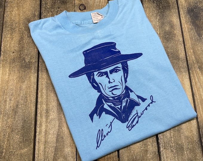 M * vintage 1986 Clint Eastwood t shirt * 80s movie western * 55.179