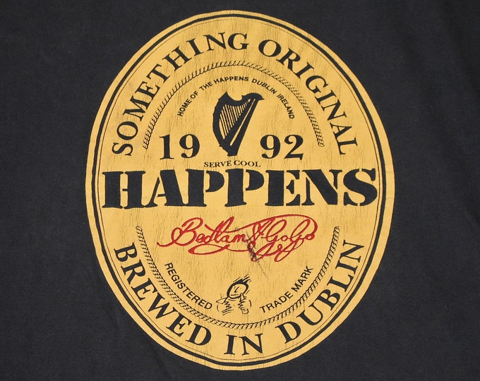 L/XL * vtg 90s 1992 Bedlam A Go Go something happens t shirt * 6.201