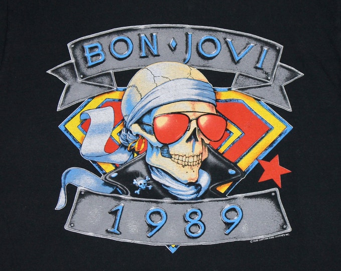 M/L * vtg 80s 1989 Bon Jovi concert tour t shirt * medium large * 15.164