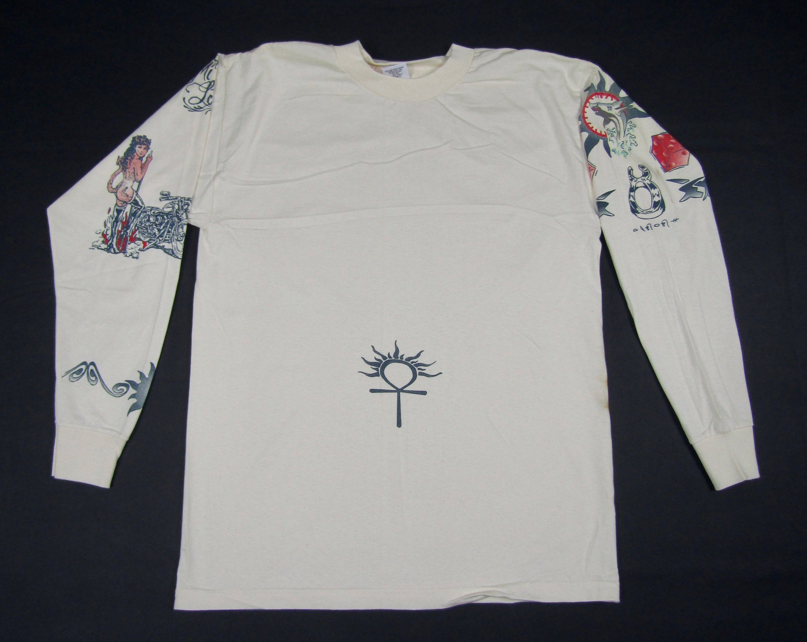 L * NOS vtg 90s Dennis Rodman long sleeve tattoo t shirt * 95.55