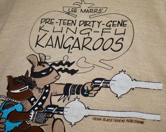 L * NOS thin vtg 80s Pre Teen Dirty Gene Kung Fu Kangaroos comic t shirt * 1.154