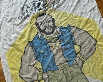 vintage 80s 1983 Mr. T beach towel * the a team movie cartoon tv show wall hanging tapestry poster