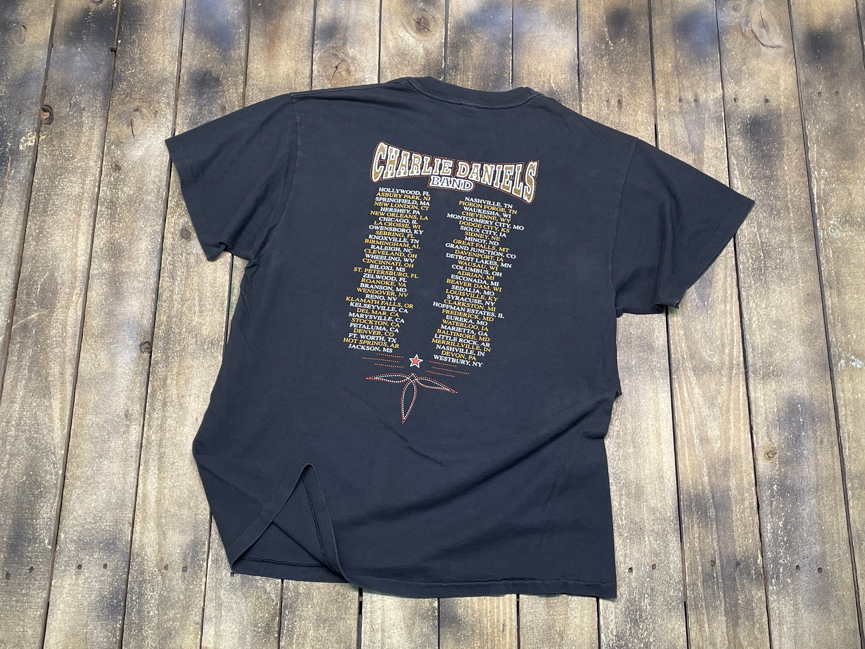 L * vintage 90s 1992 Charlie Daniels Band renegade tour t shirt ...