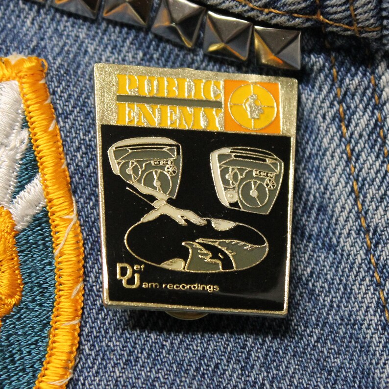for shirt jacket hat rap NOS vtg 80s licensed Public Enemy enamel pin Lot of 10