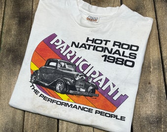 M/L * thrashed vtg 80s 1980 Hot Rod Nationals t shirt * 73.146 car custom medium large