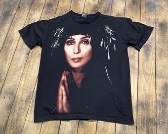 L * vintage 90s 1998/1999 Cher believe aop t shirt * all over print tour * 50.174