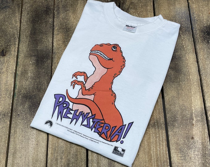 XS * vintage 90s PREHYSTERIA! movie t shirt * dinosaur vhs prehysteria promo 1993 1994 * 20.145