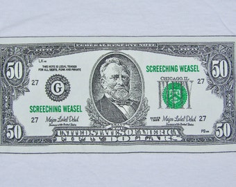 XL * vintage 90s 1998 Screeching Weasel major label debut t shirt * punk the riverdales * 42.193