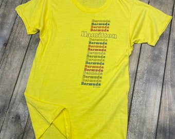 S * vintage 70s Hamilton BERMUDA rainbow tourist t shirt * 53.154